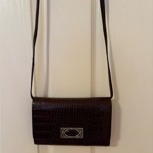 Brighton Dark Brown Crocodile Crossbody Bag